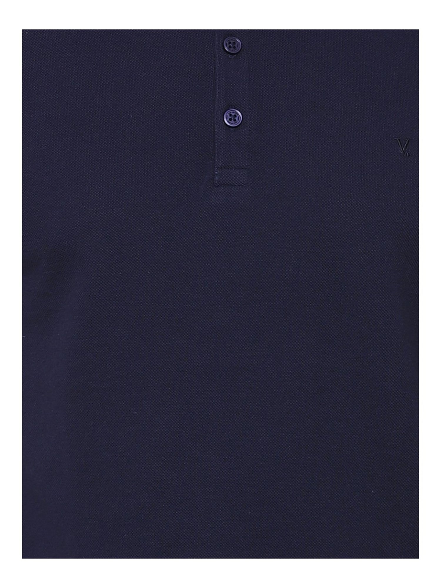 V Dot Navy Cotton Slim Fit T-Shirt