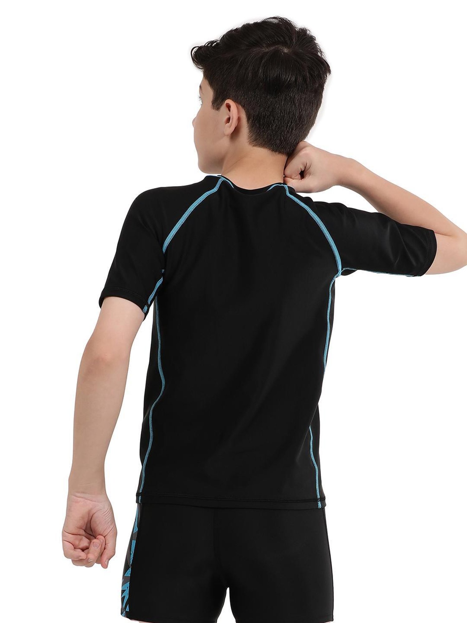Speedo Kids Black Solid Swim T-Shirt