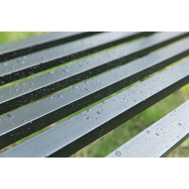 Gardenised Steel Garden Park Bench Cast Iron Frame Patio Lawn Yard Decor, Black