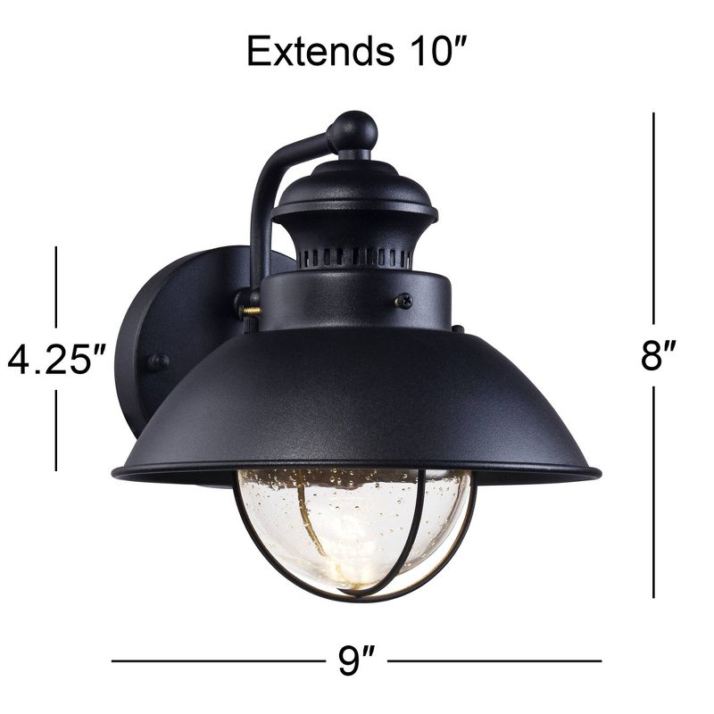 John Timberland Rustic Outdoor Wall Light Fixture LED Black 8" Seedy Glass Sconce for Exterior Deck Porch Patio
