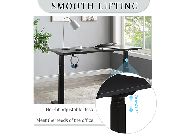 Home Office Game Desk Height Adjustable Electric Standing Desk, Modern Design 59 x23.6 Inches Computer Table for Healthy Working,Black,GT82