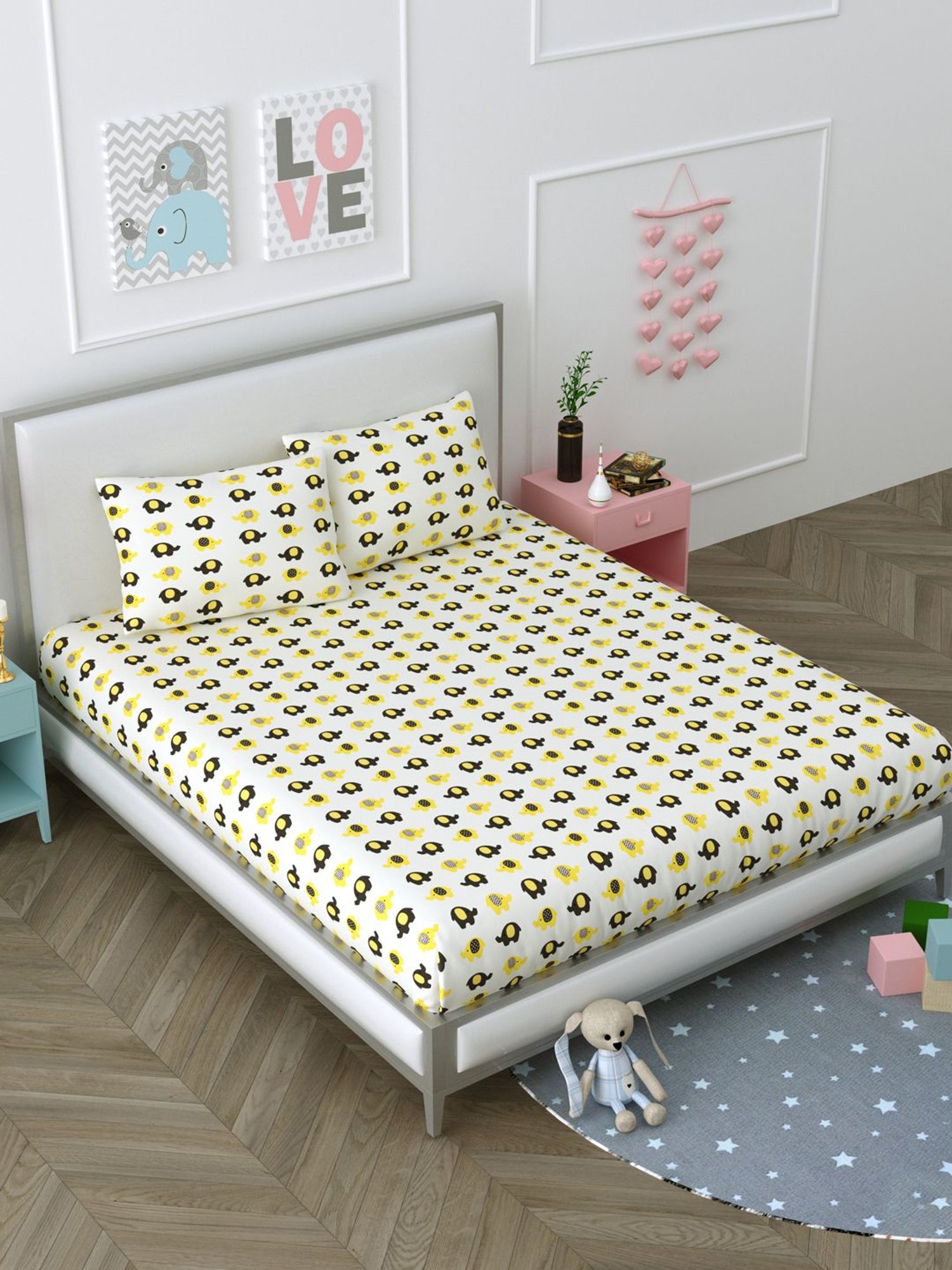 Living Roots Multicolor Jaipuri Printed Cotton Bed Sheet with 2 Pillow Cover