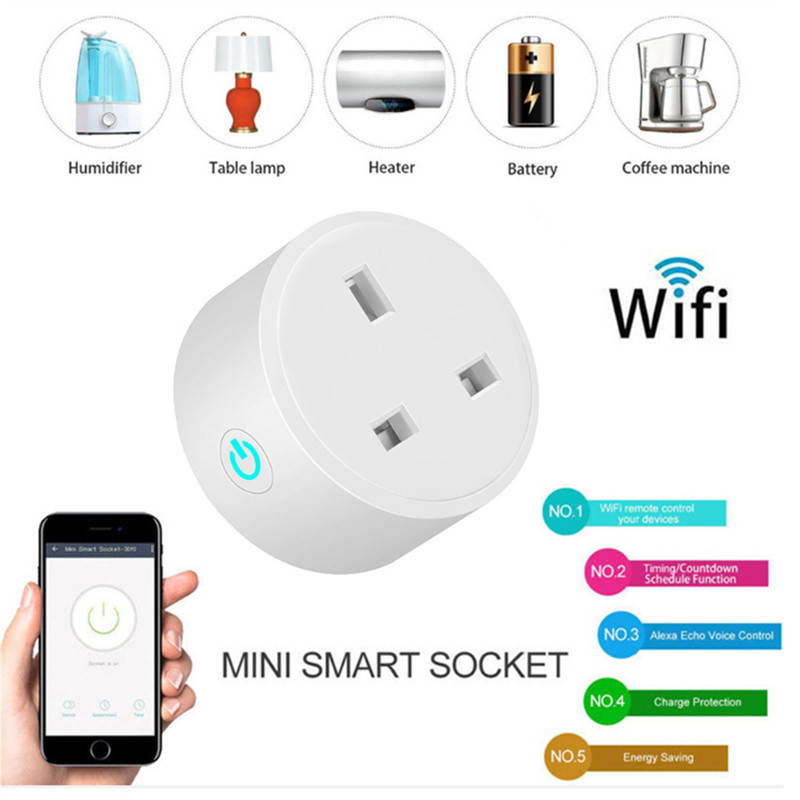 Yijianxi WiFi Smart Wireless Plug UK Adaptor Remote Voice Control Power Energy Monitor Outlet