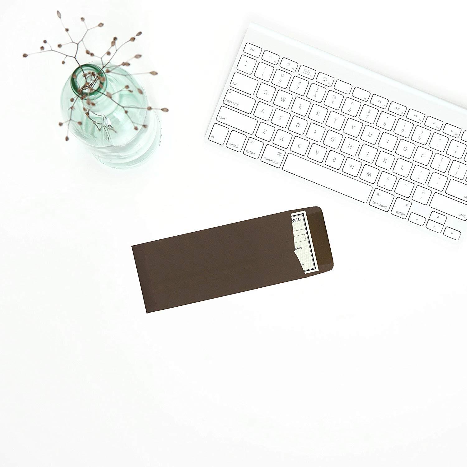 JAM PAPER #10 Policy Business Premium Envelopes - 4 1/8 x 9 1/2 - Chocolate Brown Recycled - 50/Pack