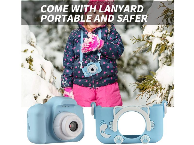 Kid Cameras Girls Boys Best Gifts Camera Upgrade HD 2.0 Inches Screen Kids Video Camera Anti-Drop Children Toy Camera Mini Cartoon Child Camcorder for 3-14-Year-Old (Blue)