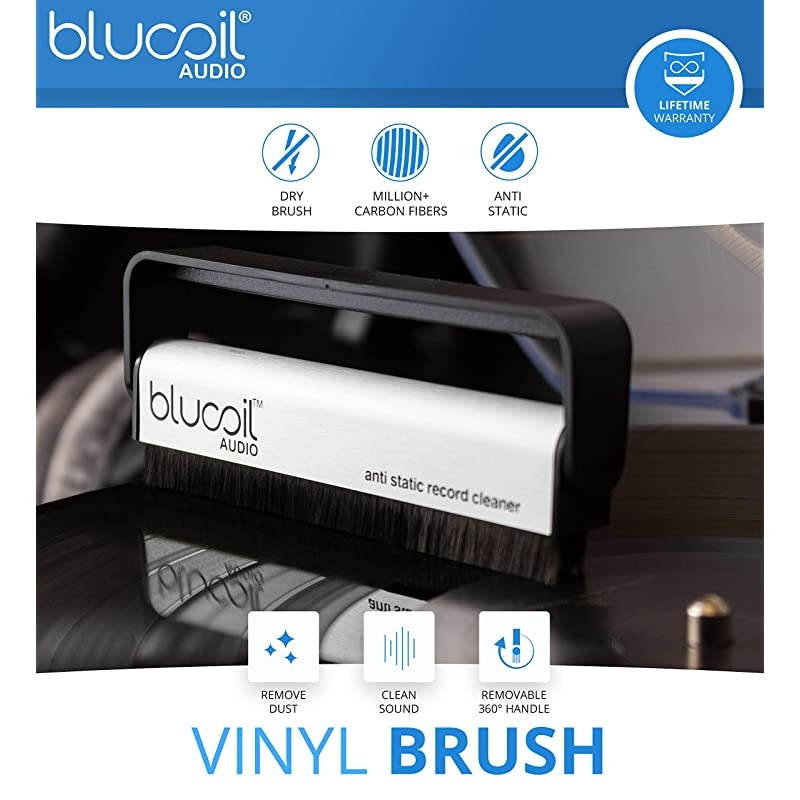AT85EP Dual Moving Magnet Cartridge for PMount Turntables Bundle with Blucoil Carbon AntiStatic Vinyl Cleaning Brush