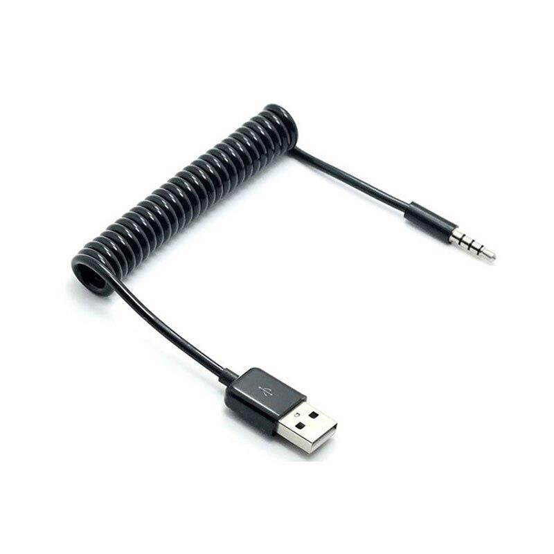 1M 3Ft Spiral Coiled USB A Male to 3.5mm 4 Pole Plug Premium Extension Cable 1M