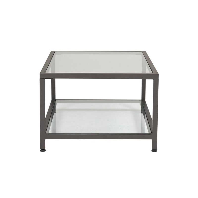 36" Camber Modern Coffee Table with Clear Glass Pewter - Studio Designs Home