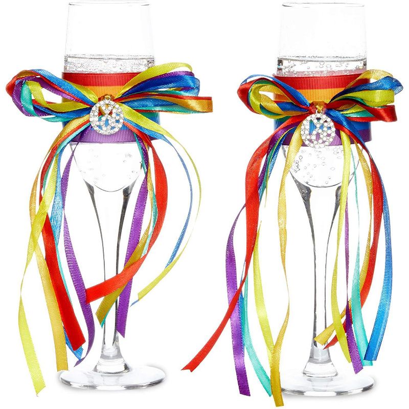 Sparkle and Bash 4 Piece LGBTQ Pride Rainbow Cake Cutting Set For Wedding Supplies, White