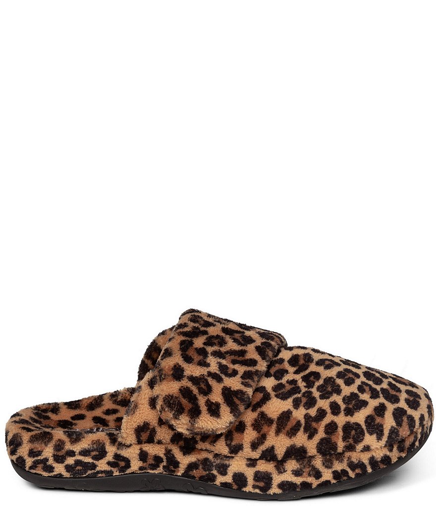 Aetrex Mandy Leopard Print Closed Toe Slippers