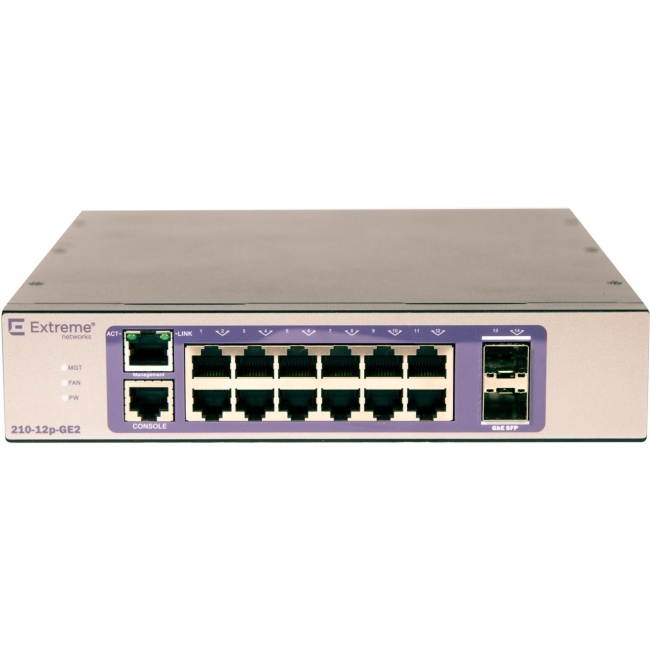 Extreme Networks - 16567 - Extreme Networks 210-12p-GE2 Ethernet Switch - 12 Ports - Manageable - 3 Layer Supported -