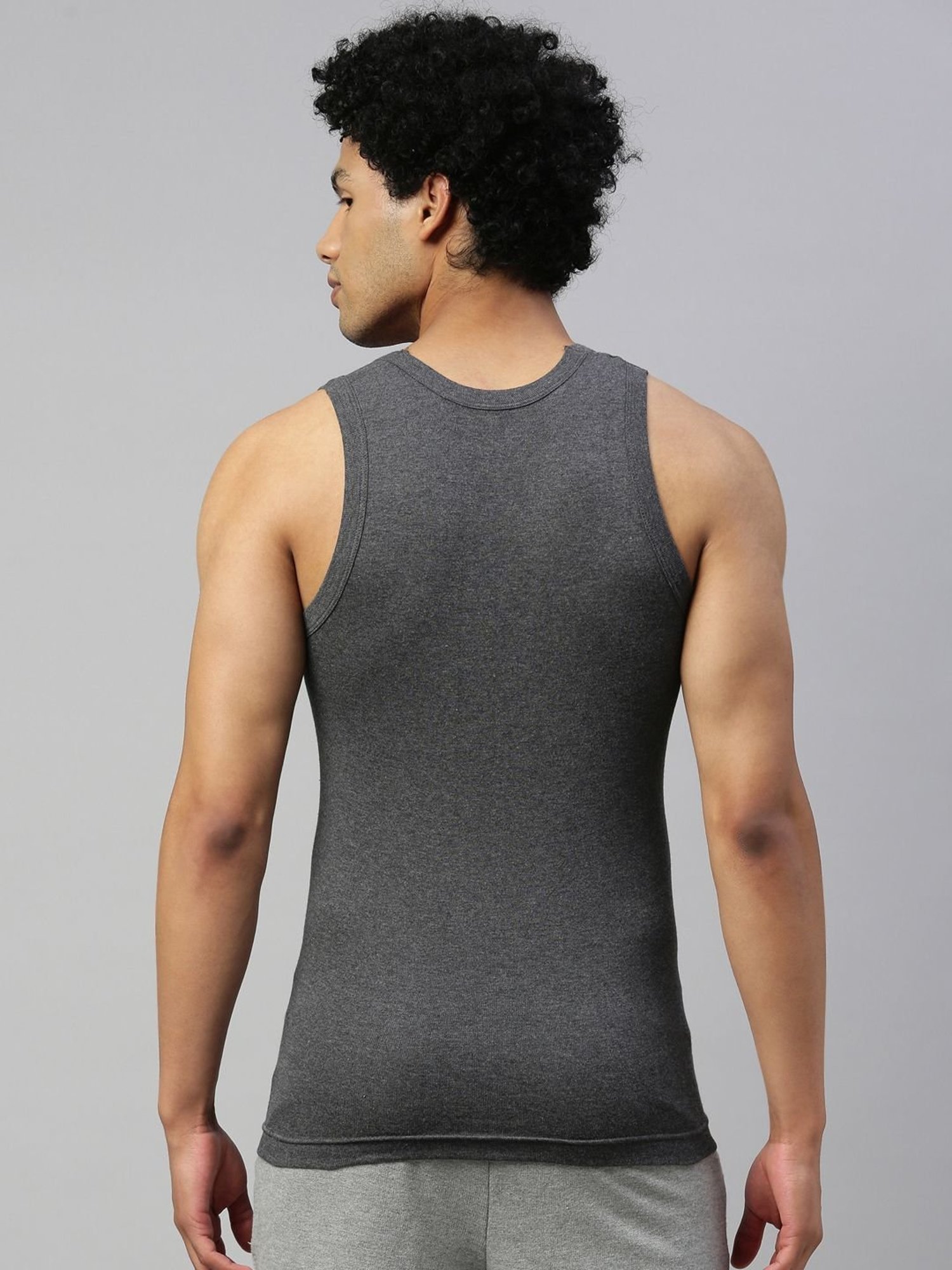 DIXCY SCOTT MAXIMUS Charcoal Melange & Grey Melange Cotton Regular Fit Vest - Pack Of 2