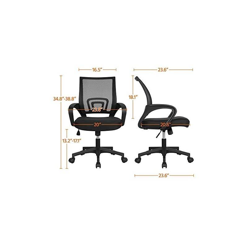 Office Chairs Ergonomic Computer Chair Mid Back Mesh Desk Chair Lumbar Support Modern Executive Adjustable Rolling Swivel Chair Black