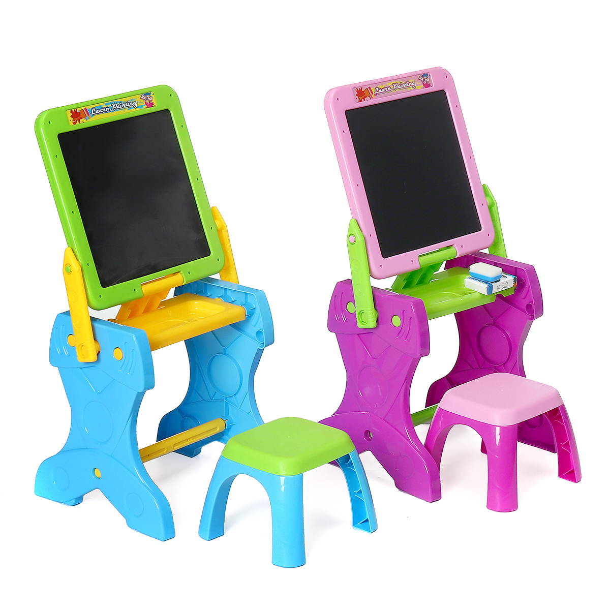 Folding Magnetic Drawing Black Board Chalkboard 2-in-1 Easel Chalk Drawing Pad Blackboard for Children Kids Boys Girls