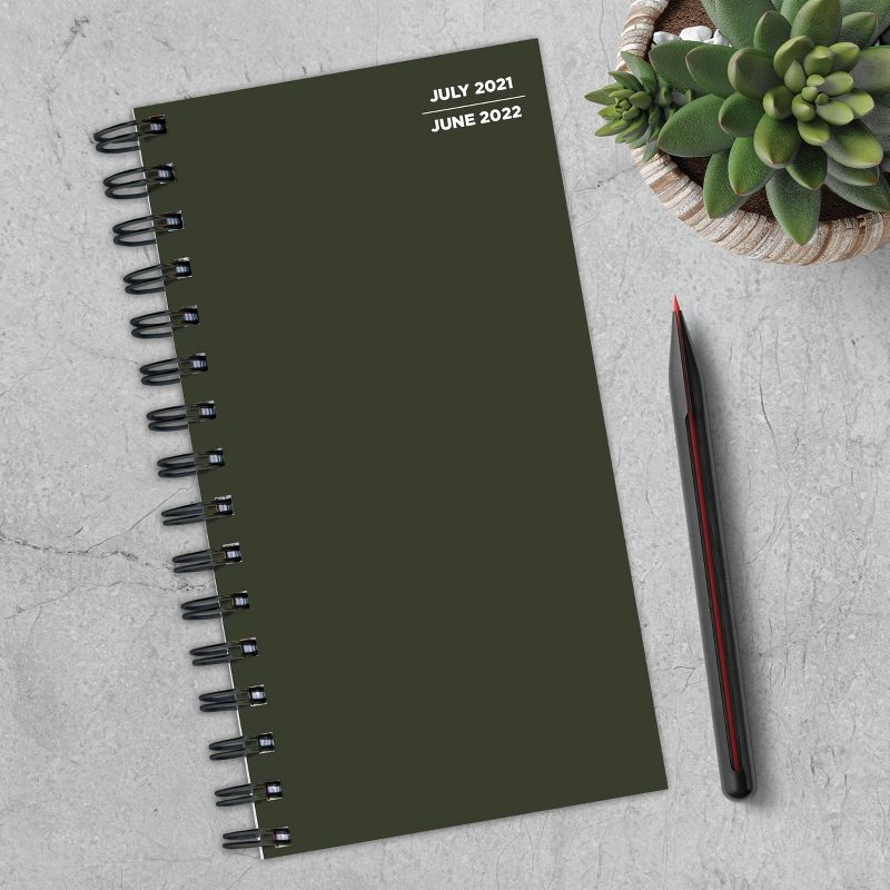 2021-22 Academic Planner 3.5" x 6" Pine Green Daily/Weekly/Monthly - The Time Factory