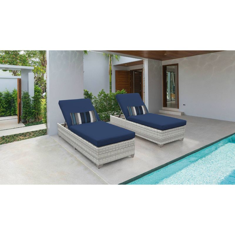 Fairmont 2pk Patio Chaise Lounges - Navy - TK Classics