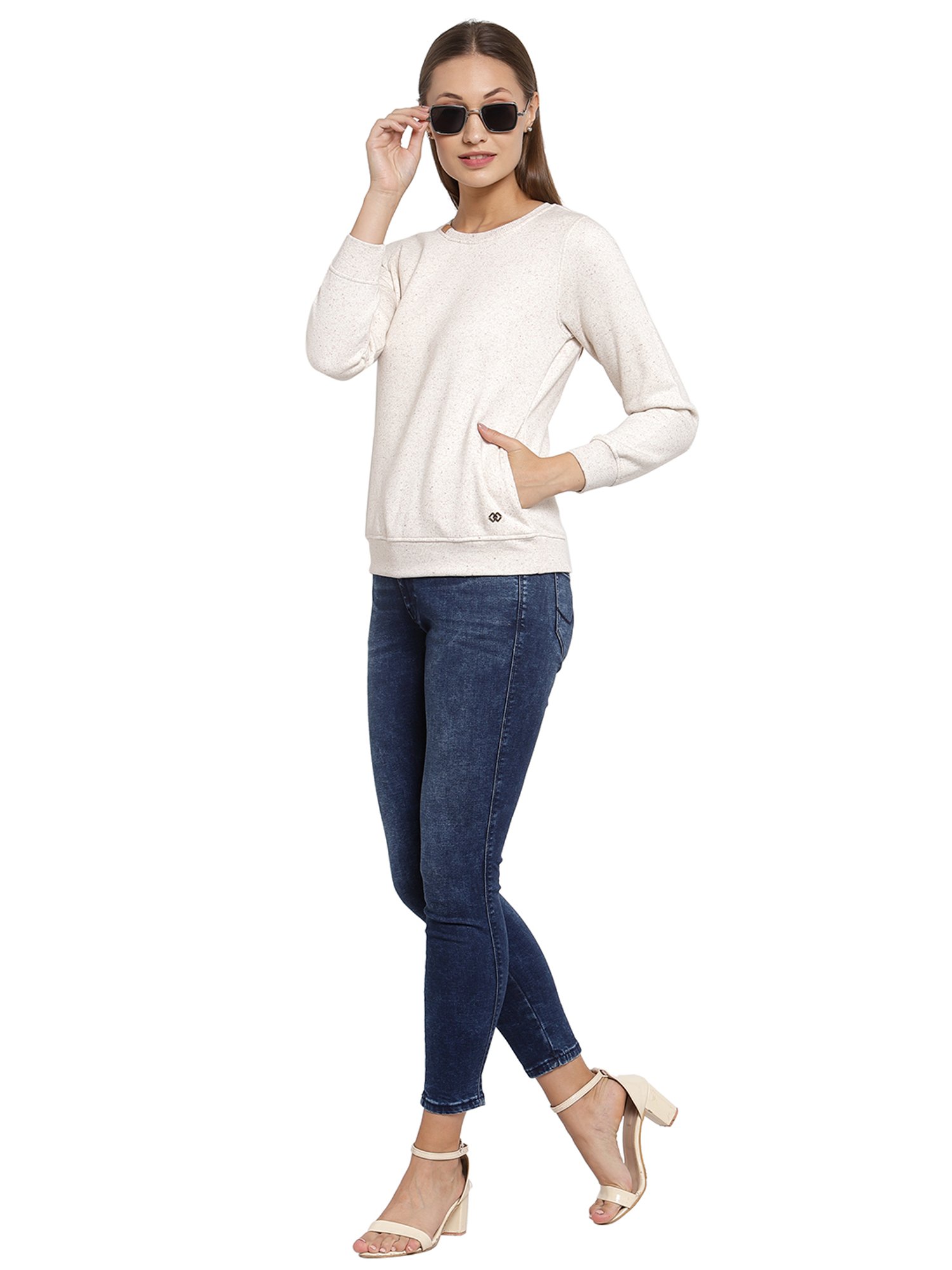 Juelle Off White Round Neck Sweatshirt