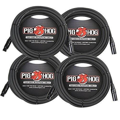 pig hog series 20' xlr microphone cables 4pack