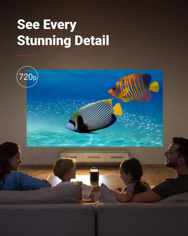 Nebula by Anker Mars II Pro 500 ANSI Lumen Portable Projector, Black, Android 7.1, 720p Image, Video Projector, 30 to 150 Inch Image TV Projector, Movie Projector with Dual 10W Speakers
