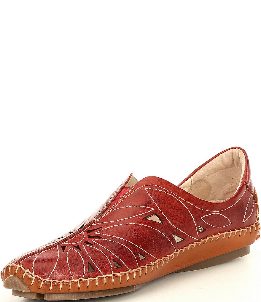 Pikolinos Jerez Floral Leather Cut-Out Detail Slip-On Moccasins