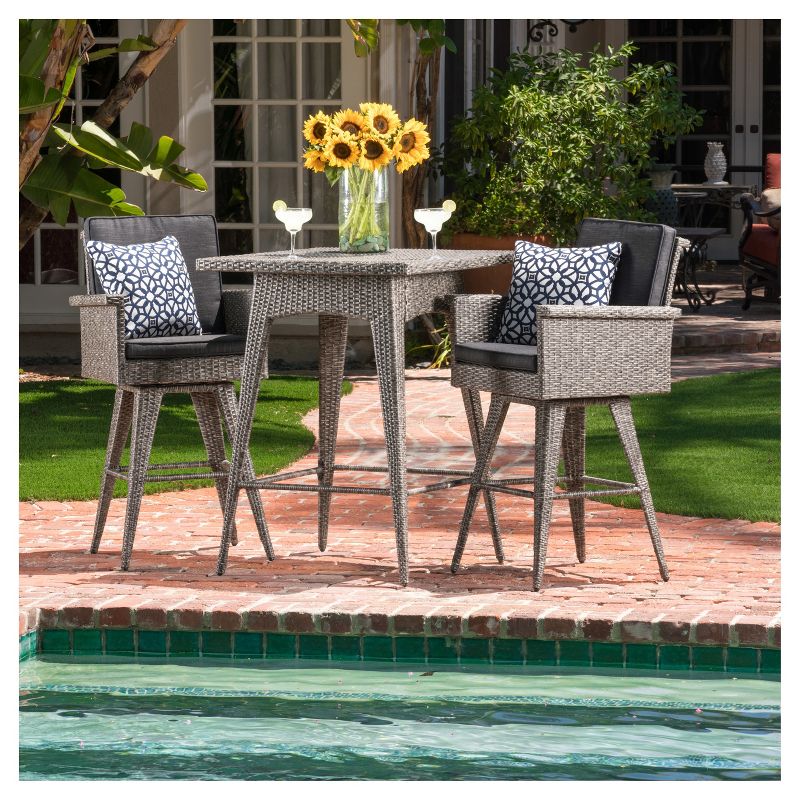 La Sola 3pc Metal Bistro Set - Black/Bronze - Christopher Knight Home