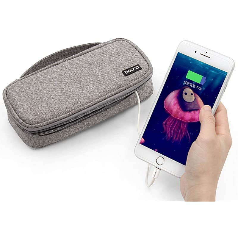 Travel Electronics Organizer Portable Carrying Pouch for Power Bank Phone Wall Charger USB Cables and Other Phone Accessories Large Grey Single Layer