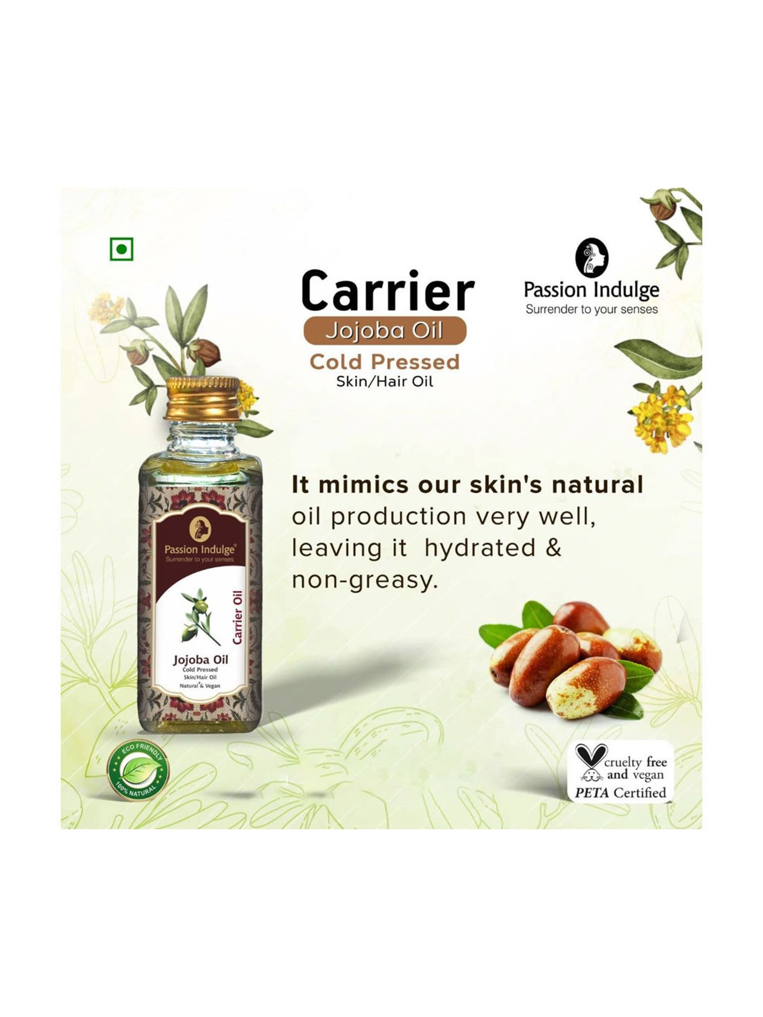 Passion Indulge Natural Jojoba Carrier Oil - 60 ml