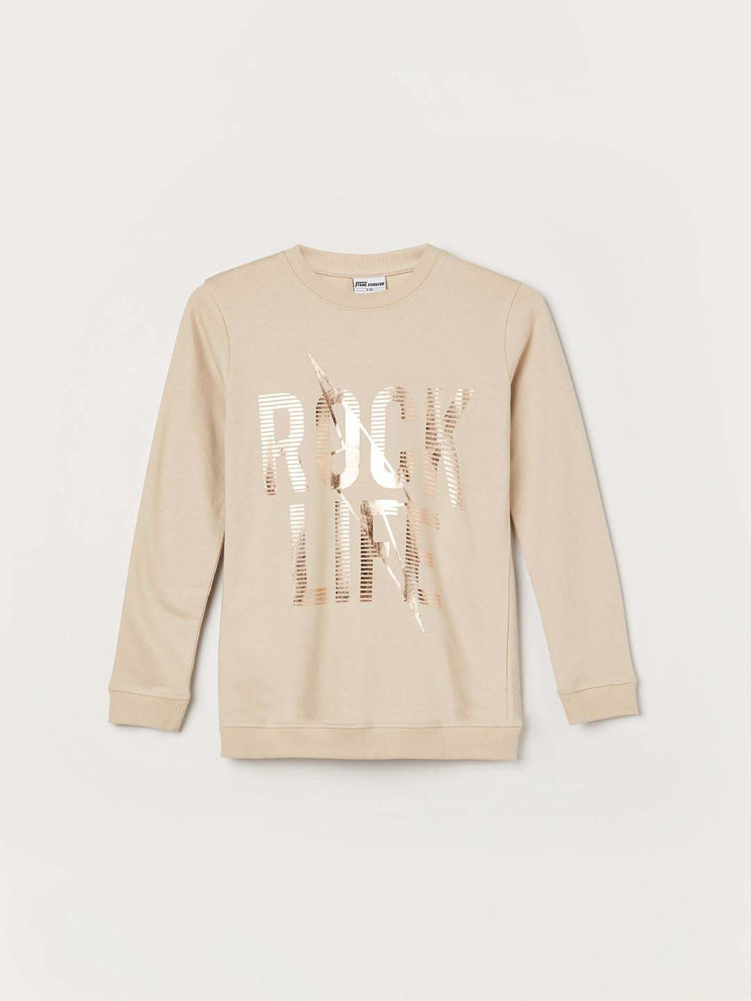 Fame Forever by Lifestyle Boys Beige Cotton Printed Full Sleeves Sweatshirt