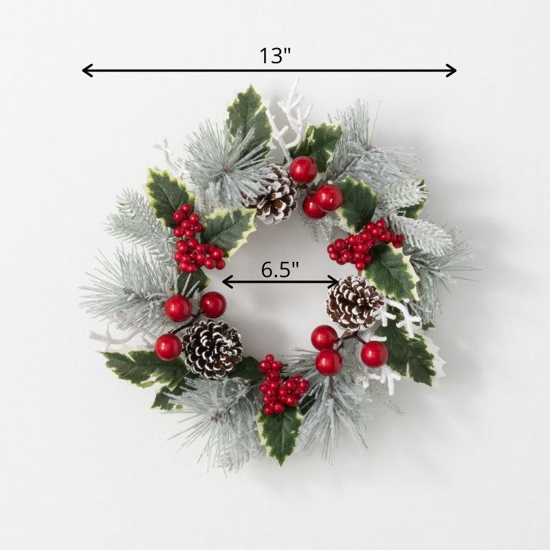 Sullivans Berry & Pine Artificial Mini Wreath 13"H Green