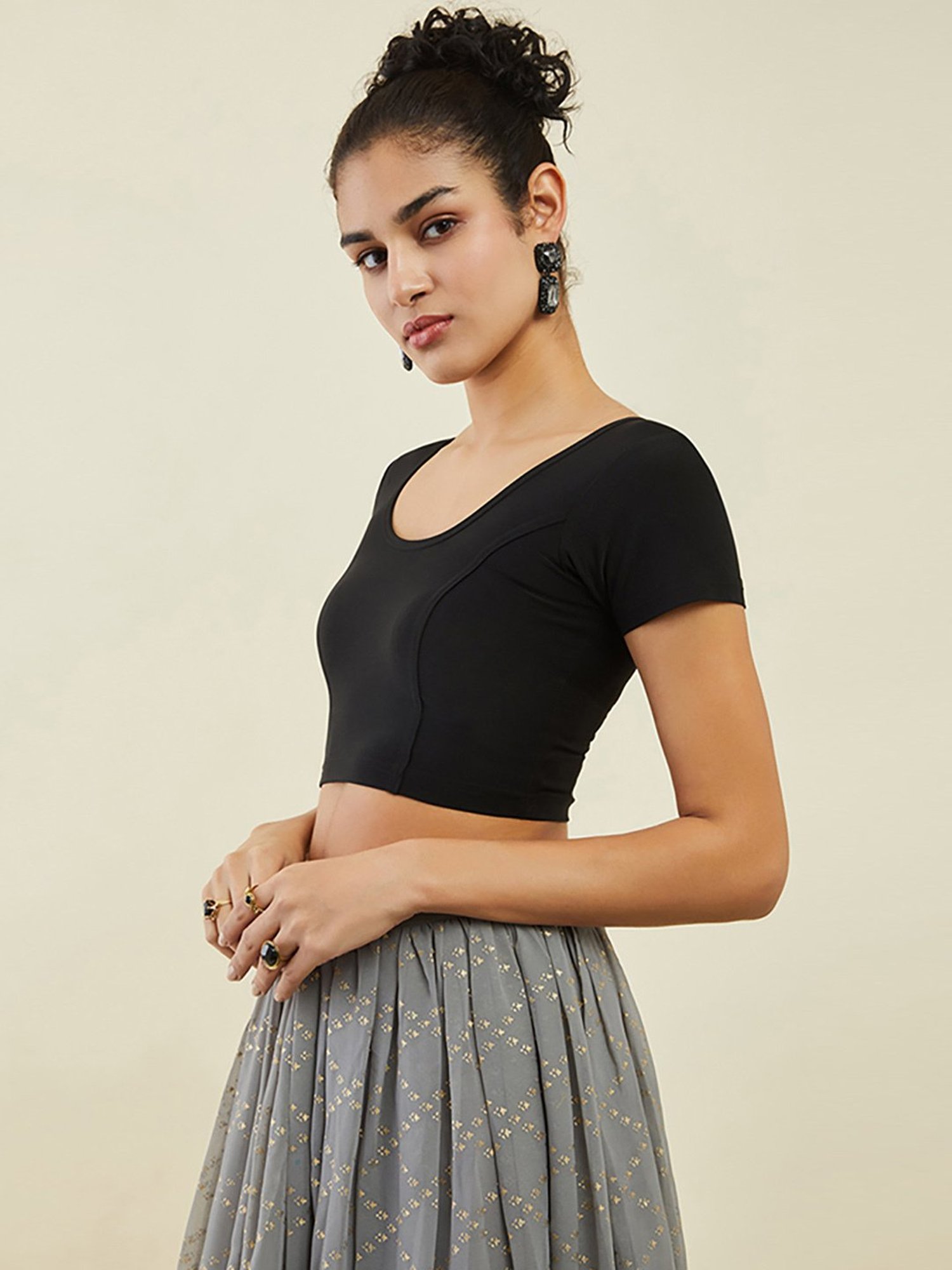 Soch Black Half Sleeve Blouse