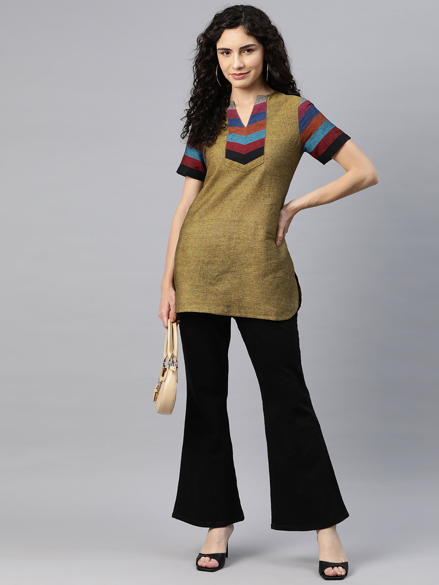 Cottinfab Mustard Cotton Regular Fit Top