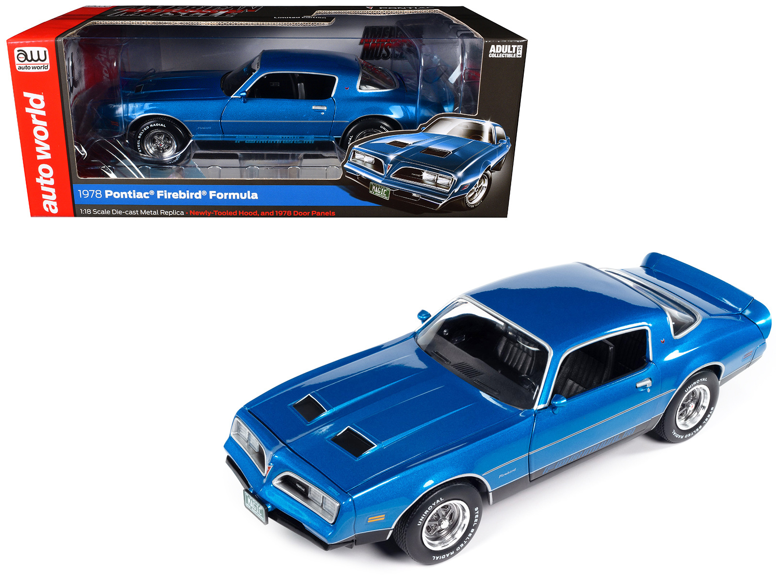 1967 Pontiac Bonneville Tyrol Blue Metallic with Blue Interior Limited Edition to 200 pieces Worldwide 1/43 Model Car by Goldvarg Collection