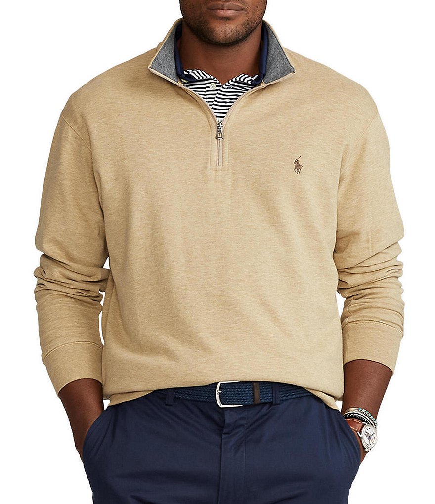 Cutter & Buck Big & Tall Traverse Stripe Performance Stretch Half-Zip Pullover