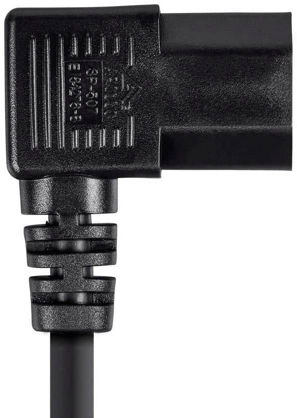 Monoprice 6ft 16AWG Right Angle Power Cord Cable w/ 3 Conductor PC Power Connector Socket (C13/5-15P) - Black