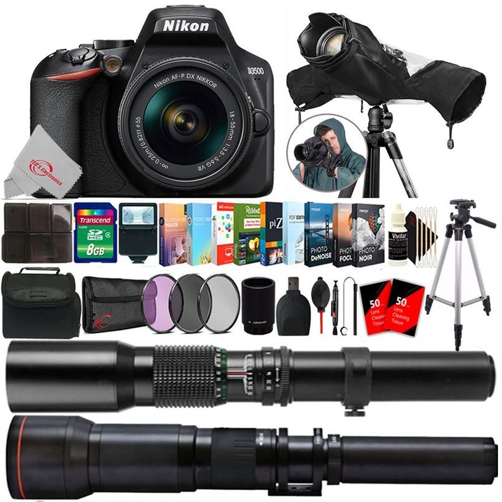 Nikon D3500 24.2MP DSLR Camera with 18-55mm, 500mm & 650-1300mm Lens Accessory Kit