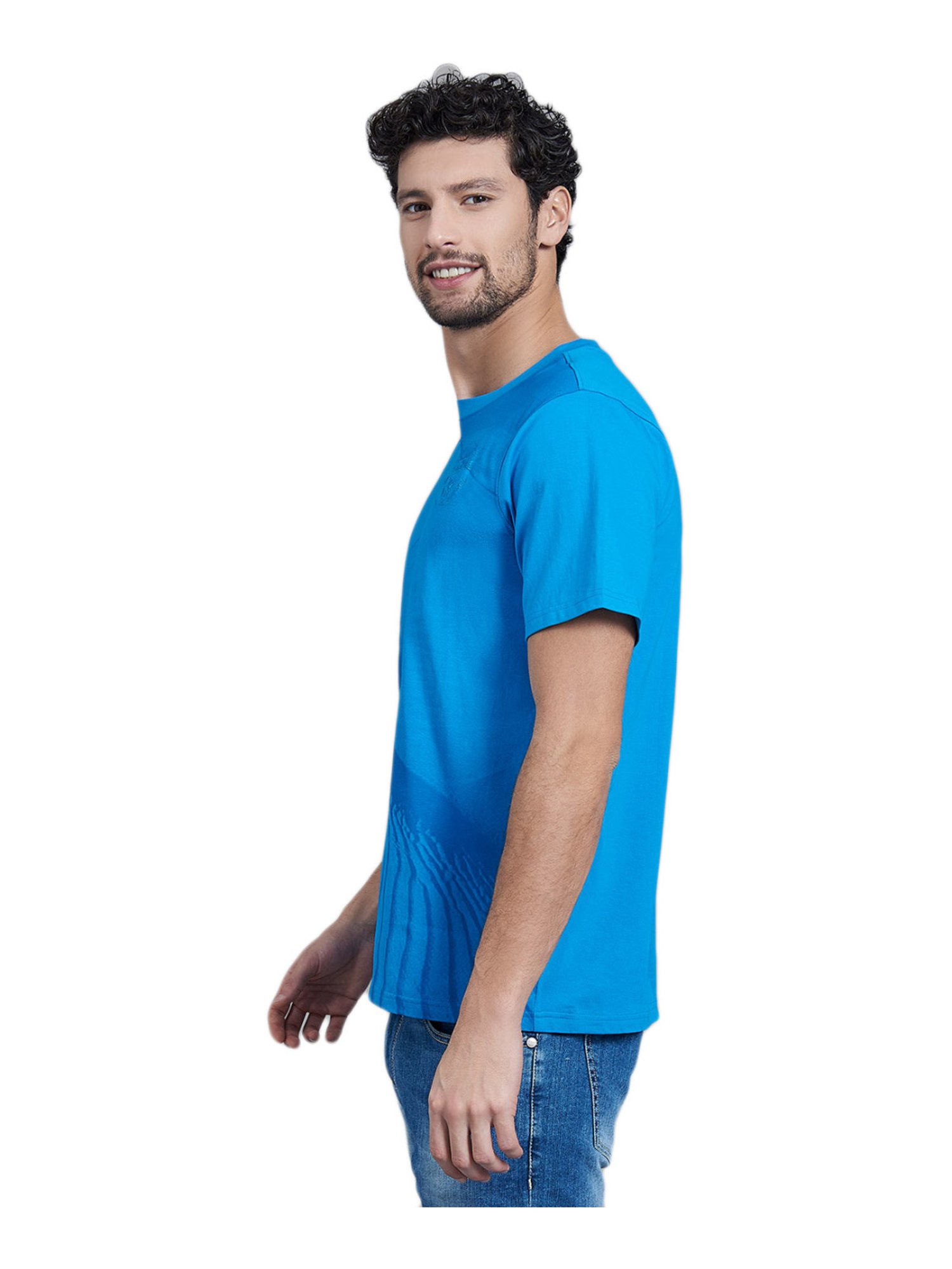 Beverly Hills Polo Club Blue Cotton Regular Fit Printed T-Shirt