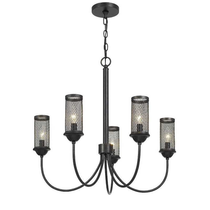 26.5" x 26.5" x 24" Fulton Metal 5-Light Chandelier with Shade Bronze - Cal Lighting