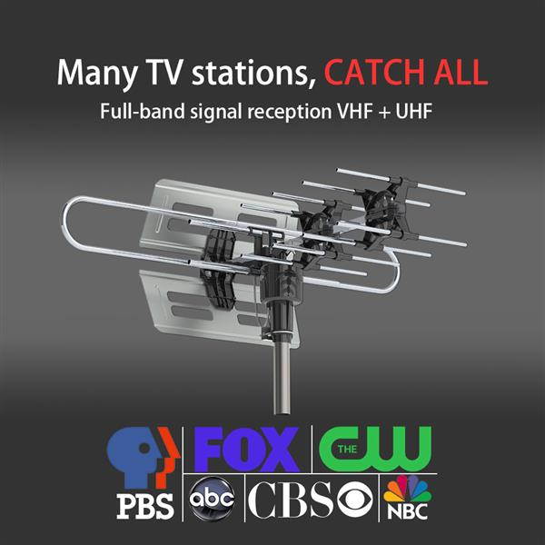 360&deg;Rotation UV Dual Frequency 45-860MHz 22-38dB Outdoor TV Antenna