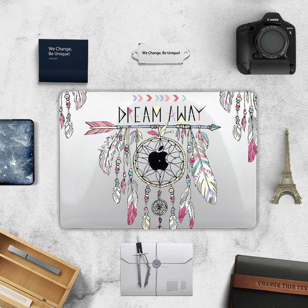 TwoL Transparent Dream Catcher Print Hard Shell Case with Gradient Pink Keyboard Cover for MacBook Air 13-13.3 inch