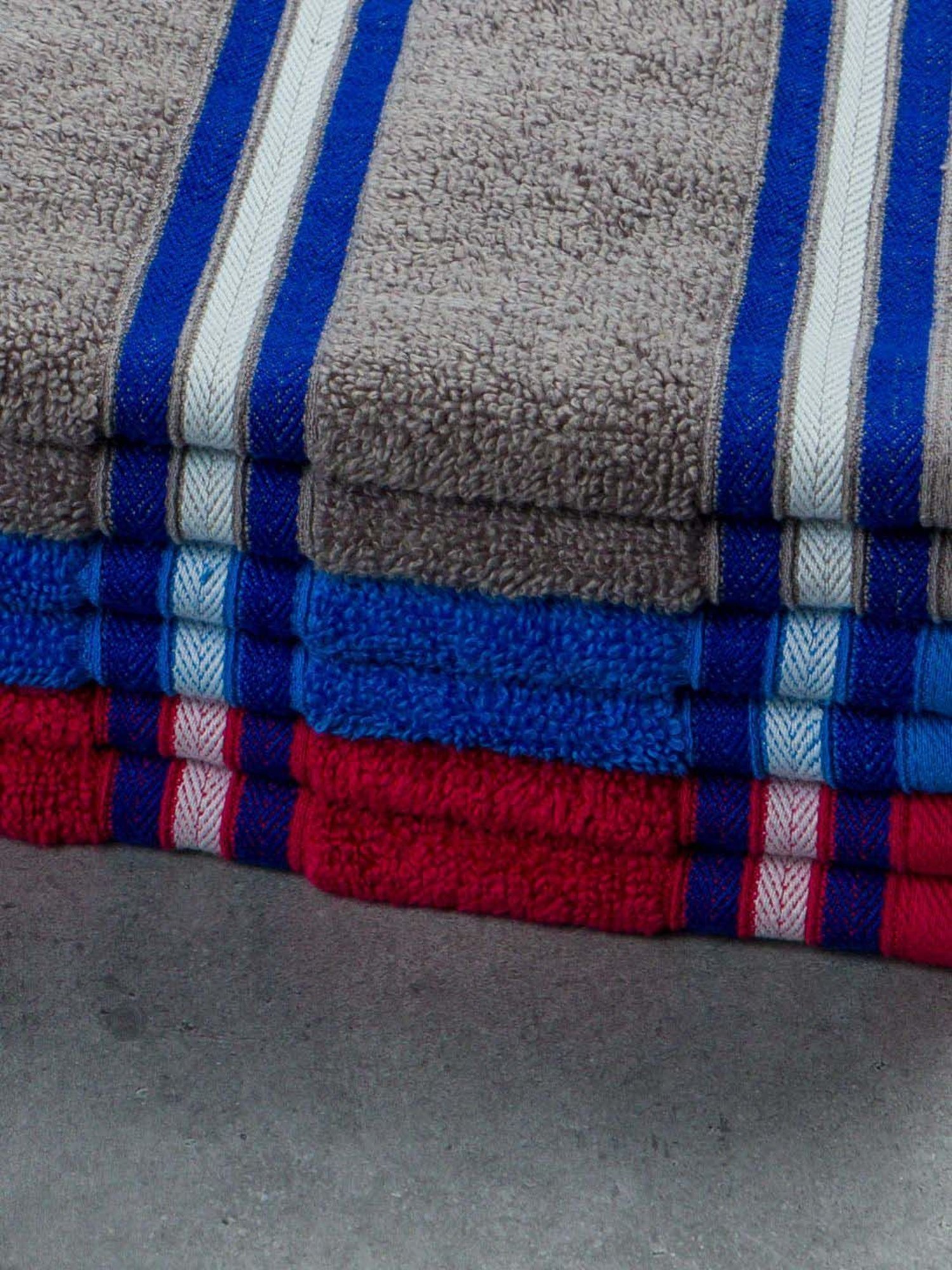 Nautica Vintage Crew Stripe Grey, Royal Blue & Burgundy Cotton 500 GSM Hand Towel - Set of 6
