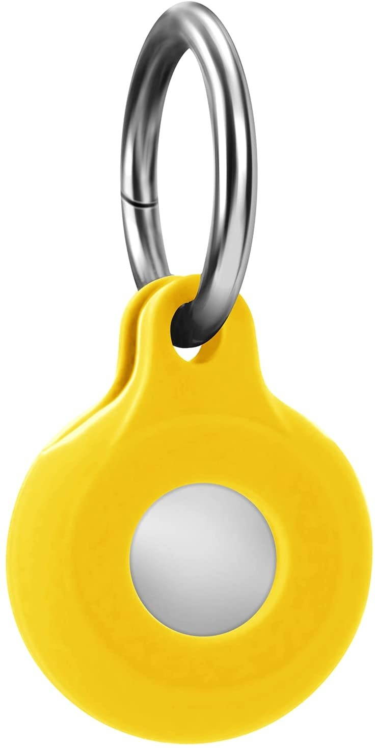 Svacoco Silicone Case for AirTag with Keychain, Compatible with Apple AirTags (Yellow)