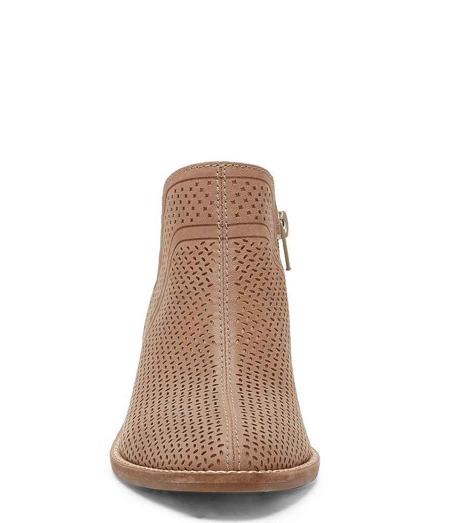 Lucky Brand Feyan Perforated Leather Block Heel Booties