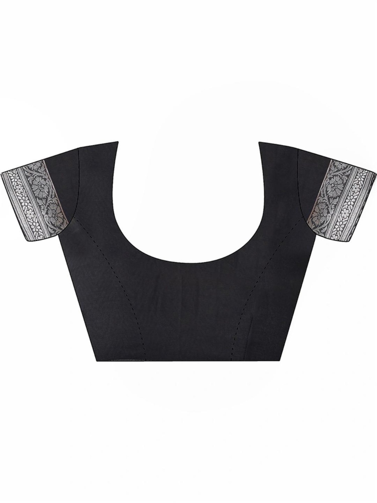 Satrani Black Floral Print Saree With Unstitched Blouse