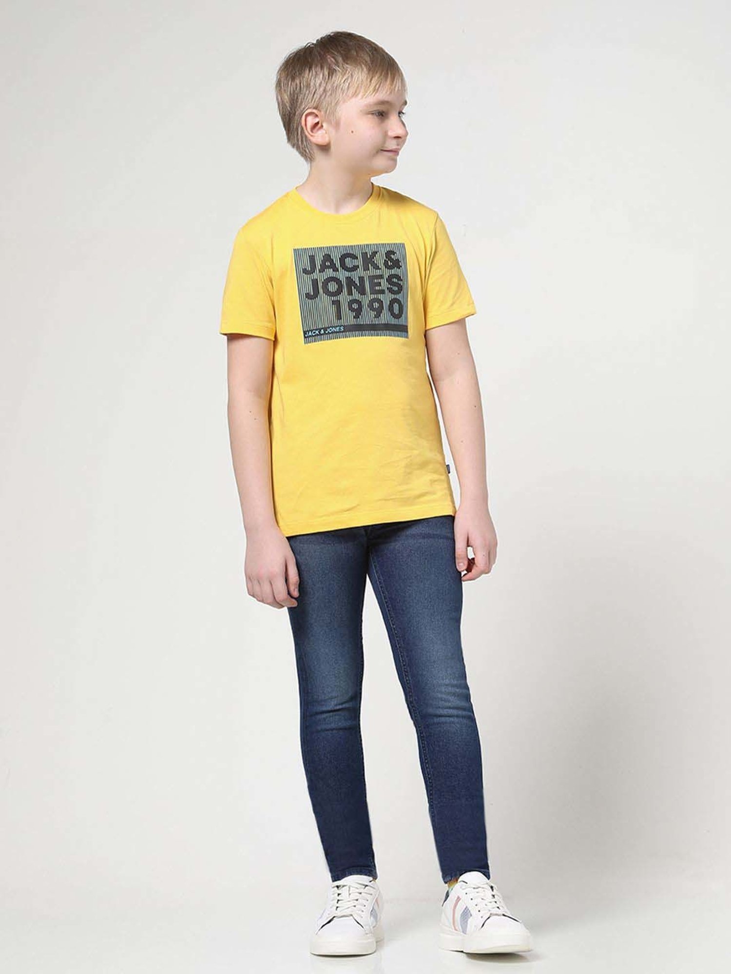 Jack & Jones Junior Daffodil Yellow Cotton Logo T-Shirt