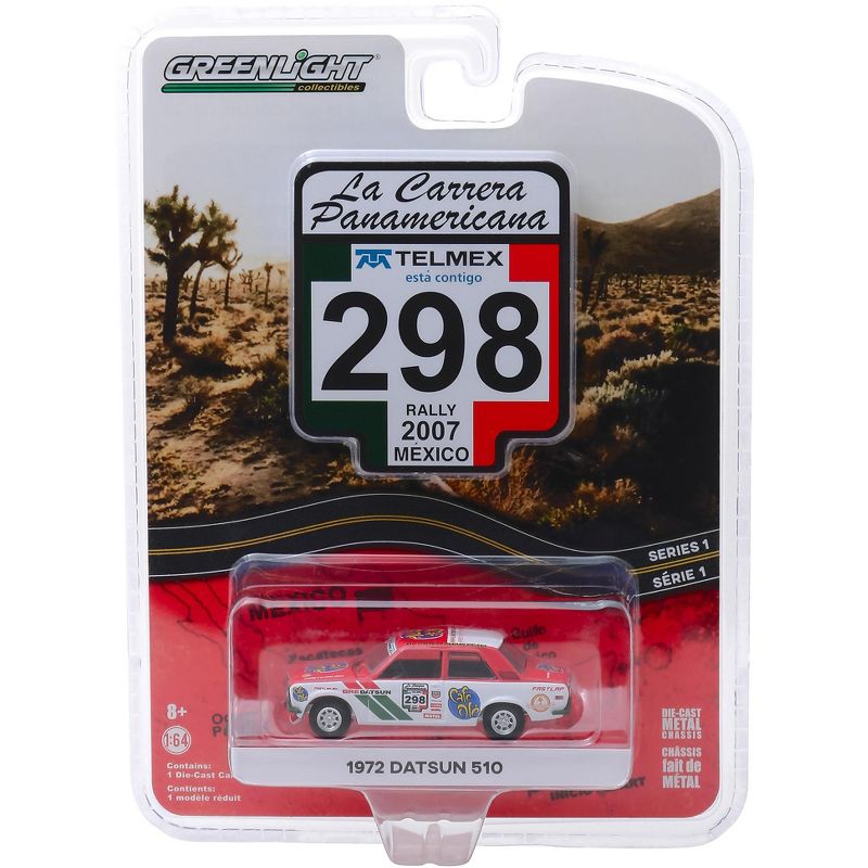 1972 Datsun 510 #298 (Rally Mexico 2007) "La Carrera Panamericana" Series 1 1/64 Diecast Model Car by Greenlight