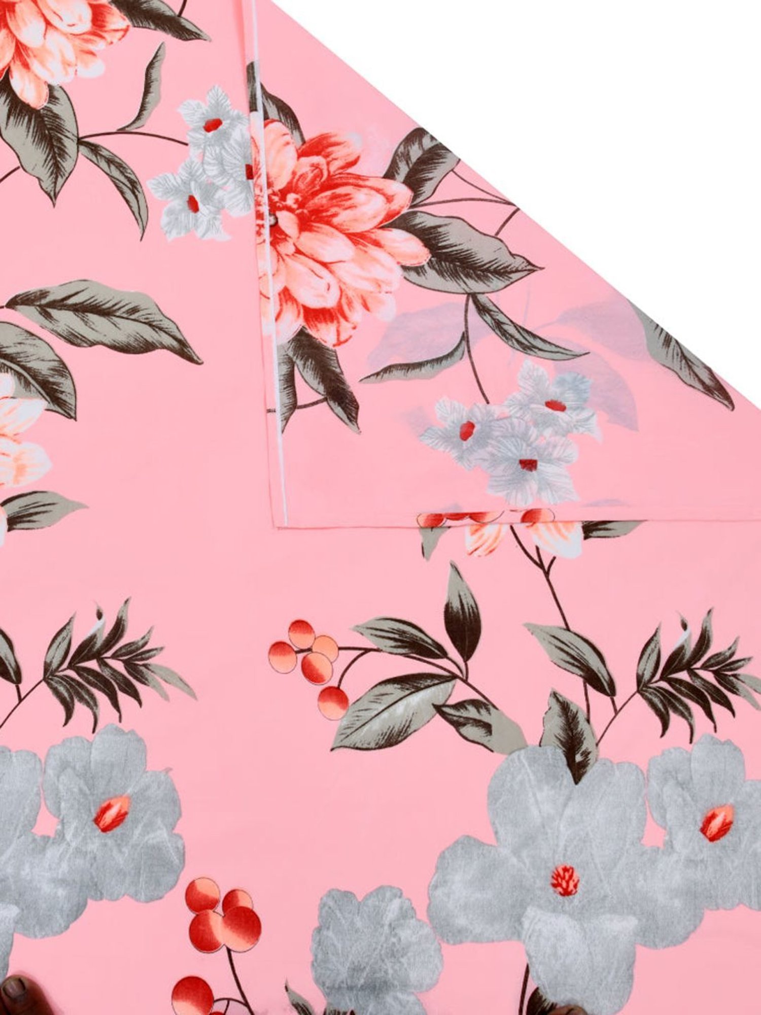 @home Utopia Bloom Floral Pink 110 GSM Cotton Blend Double Bed Sheet with 2 Pillow Covers