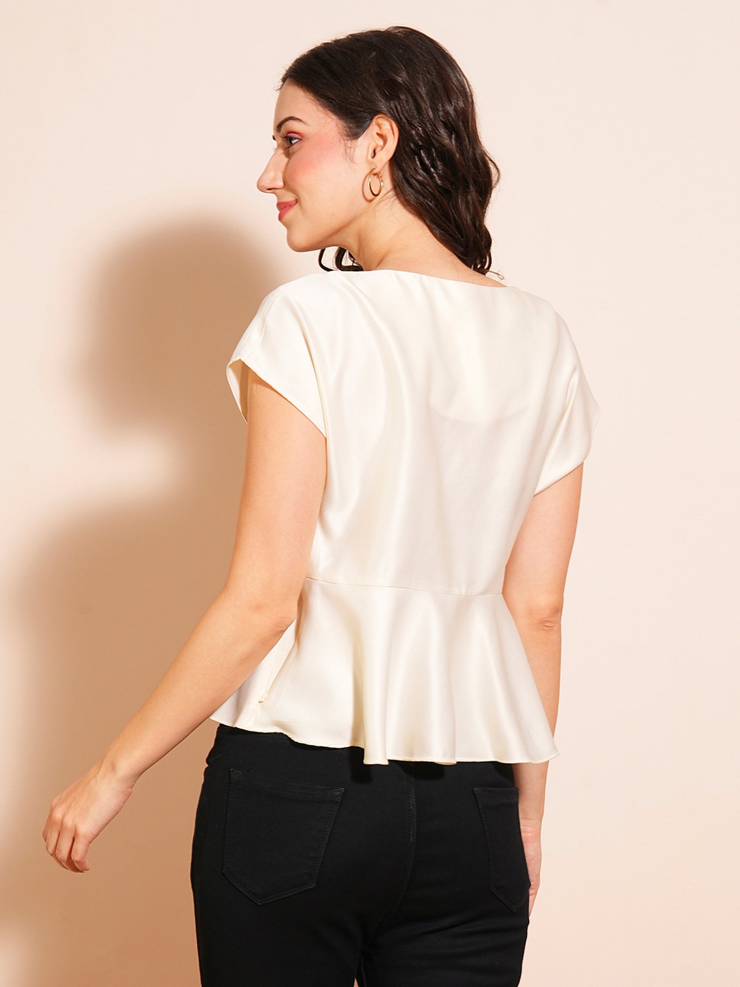Globus White Regular Fit Peplum Top