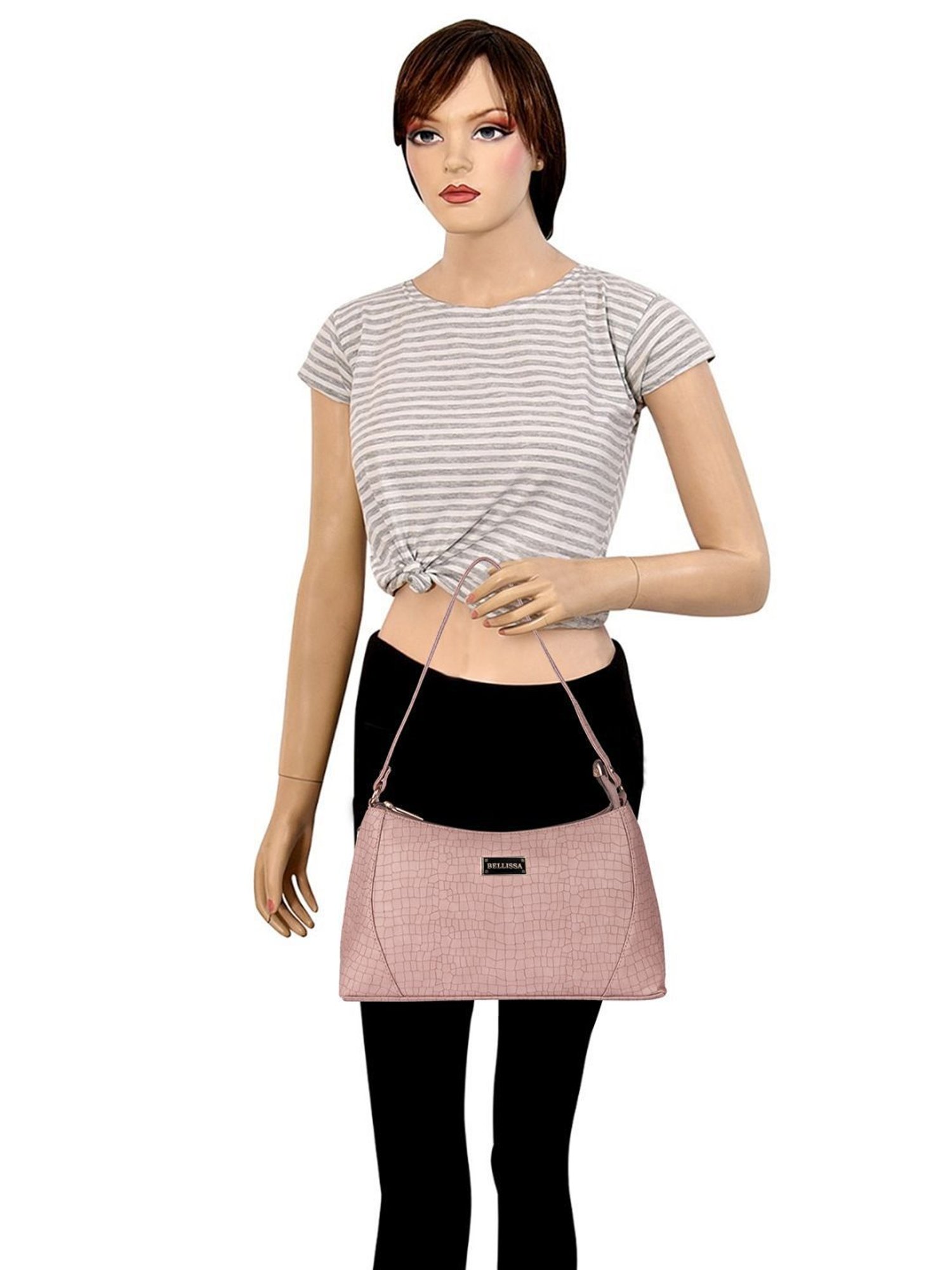 Bellissa Nude Textured Medium Premium Shoulder Handbag