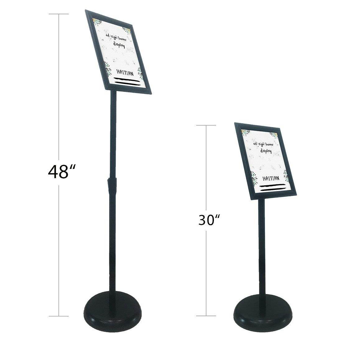 HAITIAN Sign Holder Poster Stand - Fits for 8.5 X 11 Inch Poster, Adjustable Stand Height, Poster Frame Revolvable To Either Horizontal or Vertical View Display, Metal Material Color Black