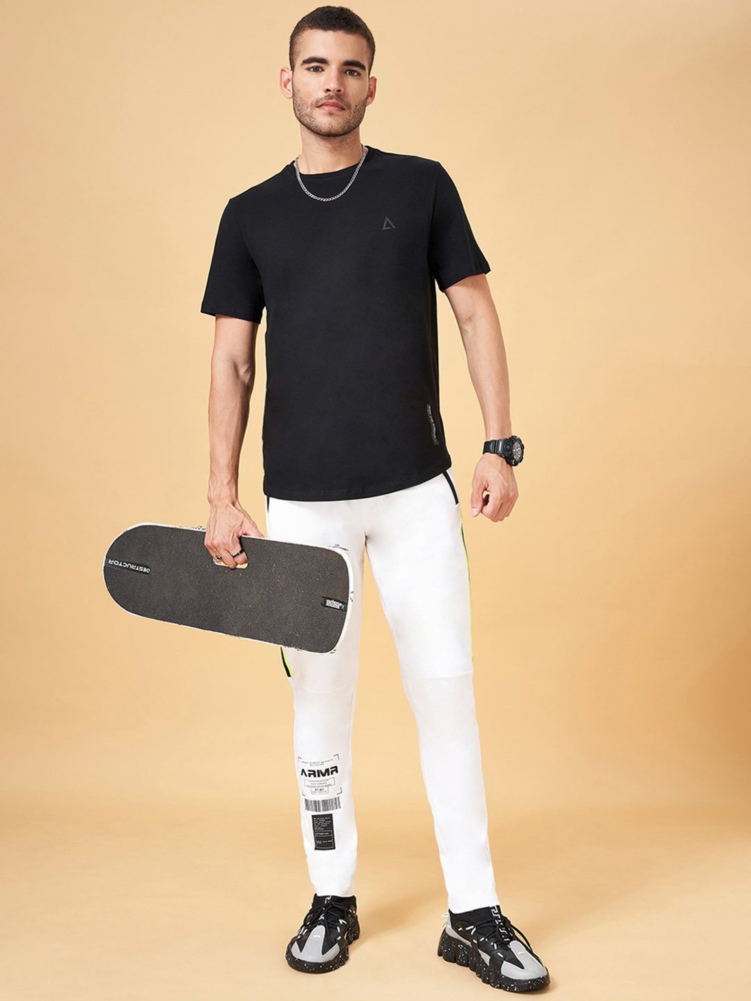 Street 808 by Pantaloons Black Regular Fit T-Shirt